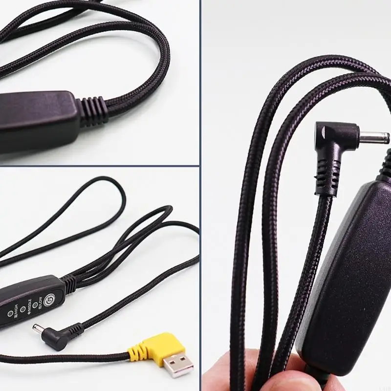 L41E USB Cooling Vest Fan Power Cable with Double DC3.8X1.35Mm Output, USB-A Power Cord and High Middle Low Inline Control,