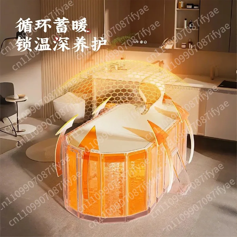 Winter fully enclosed lock temperature adult bath bucket free installation household full body bath double couple bathtub