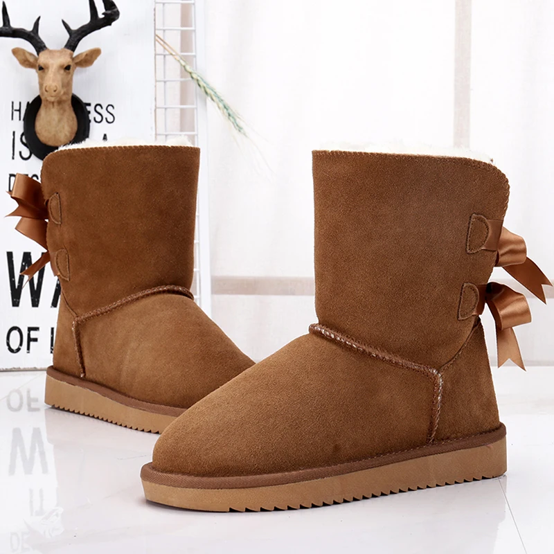 UAAQV High Quality Australia Classic Lady Shoes Winter Waterproof Genuine Cowhide Leather Women Snow Boots