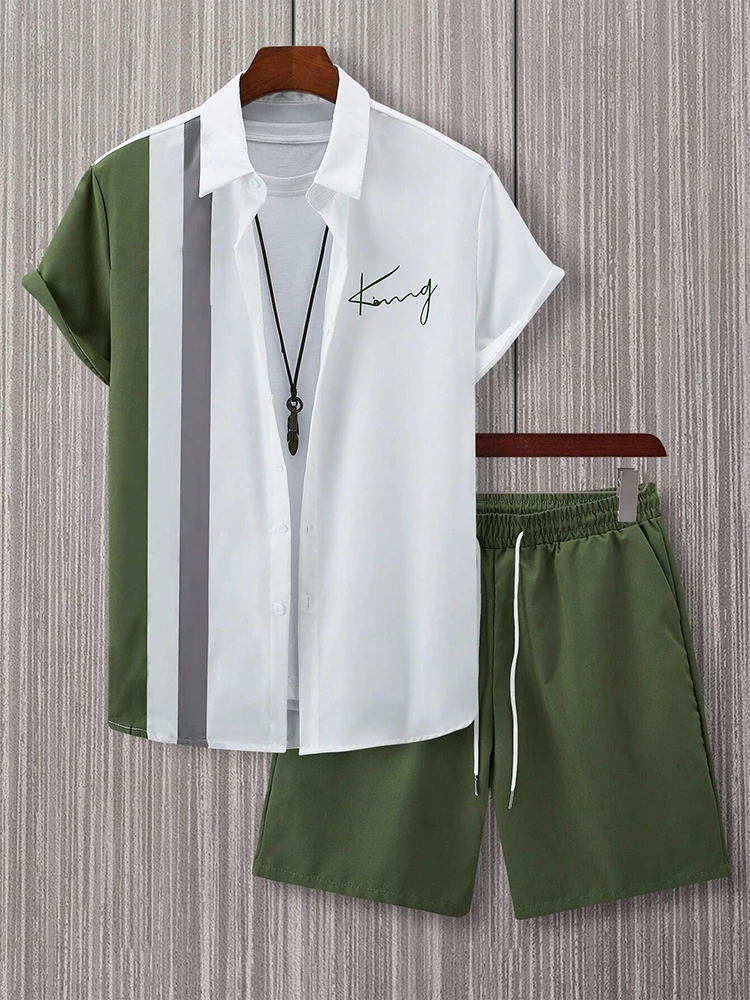 

Summer Men's Short-sleeved Shirt And Beach Shorts Set Outdoor Sports Comfort Men's Shorts Daily Urban Street Men's Casual Shirt