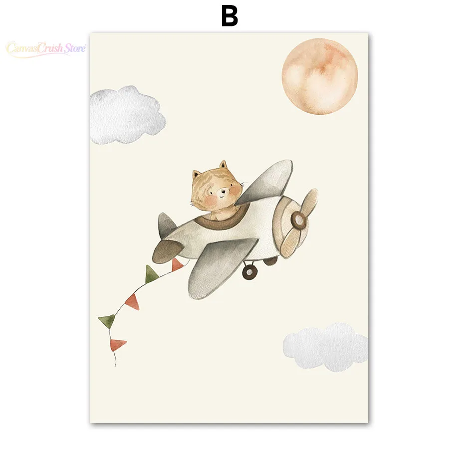 Lion Giraffe Monkey Balloon Aircraft Car Nursery Wall Art Canvas Painting Posters And Prints Wall Pictures Baby Kids Room 2026