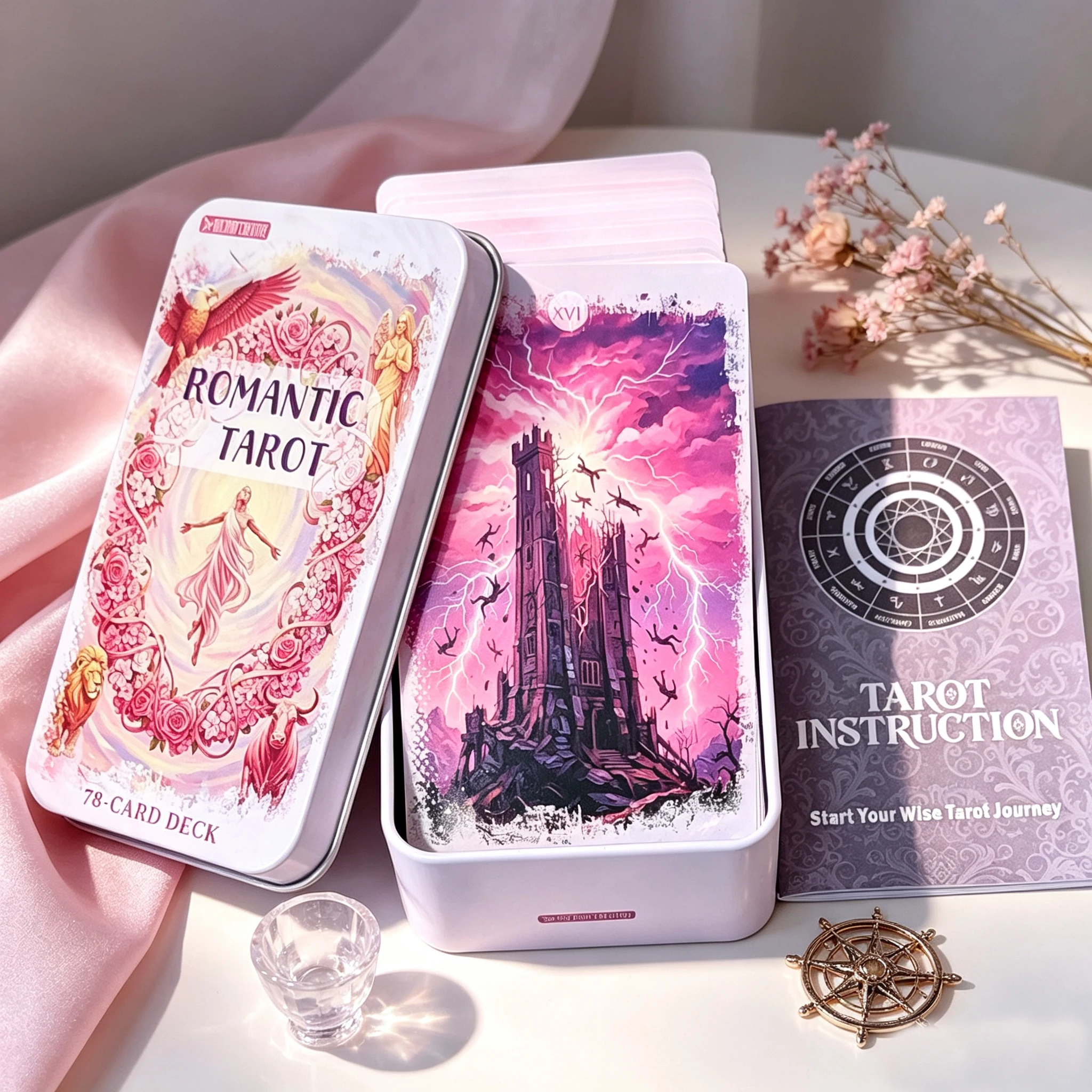 Board Game Oracle - Pembe Romantik Fantezi Tarot Destesi, Teneke