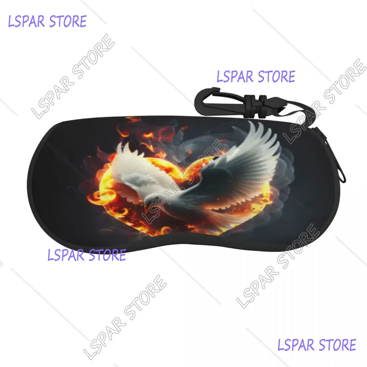 Estuche para gafas portátil, funda para gafas de sol Dove Fire, caja suave para gafas con cordón y cremallera, Protector para gafas