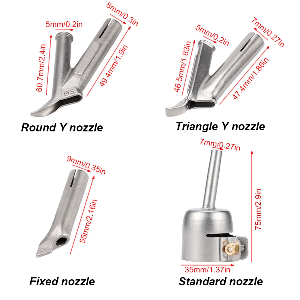 4 szt. Trójkątna dysza spawalnicza obrotowa typu Y dmuchawa gorącego powietrza palnik ciepła końcówka do spawania do narzędzie spawalnicze