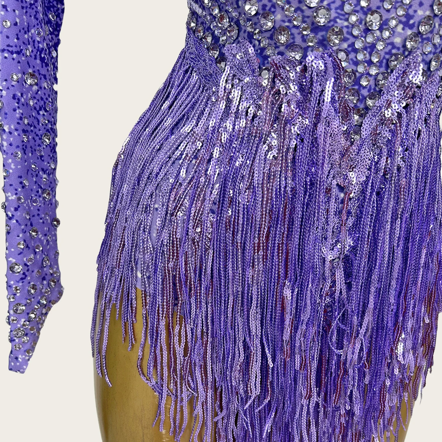 Latiao Sparkly Rhinestone Tassel Bodysuit Ladies Latin Dance Team Stage Costume Dance Performance Show Wear Night Party Outfit