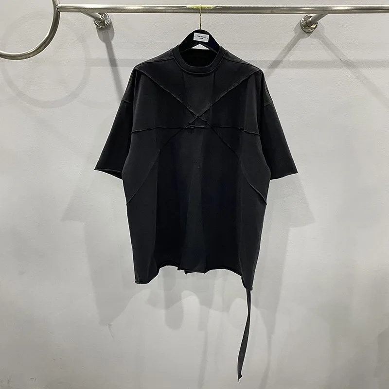 Owen Seak Men OverSized Casual T Shirt 100% Cotton Gothic Men's Clothing Hip Hop Tops Tees Summer Women Solid Black