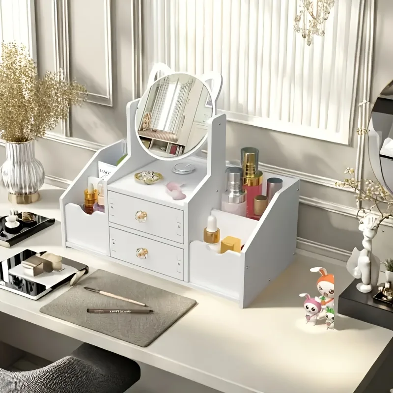 

Ящик для хранения косметики, новое домашнее зеркало для макияжа, тип ящика, настольная многофункциональная полка для ухода за кожей, помада, набор инструментов для макияжа