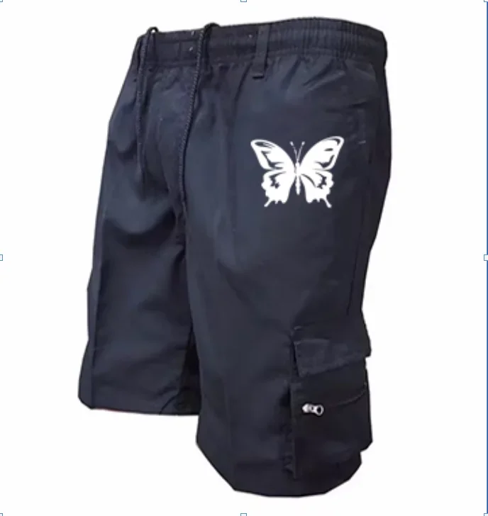 Men's Spider Print Cargo Shorts Male Outdoor Overalls Elastic Waist Cycling Shorts Multi-pockets Loose Work Beach Sports Shorts