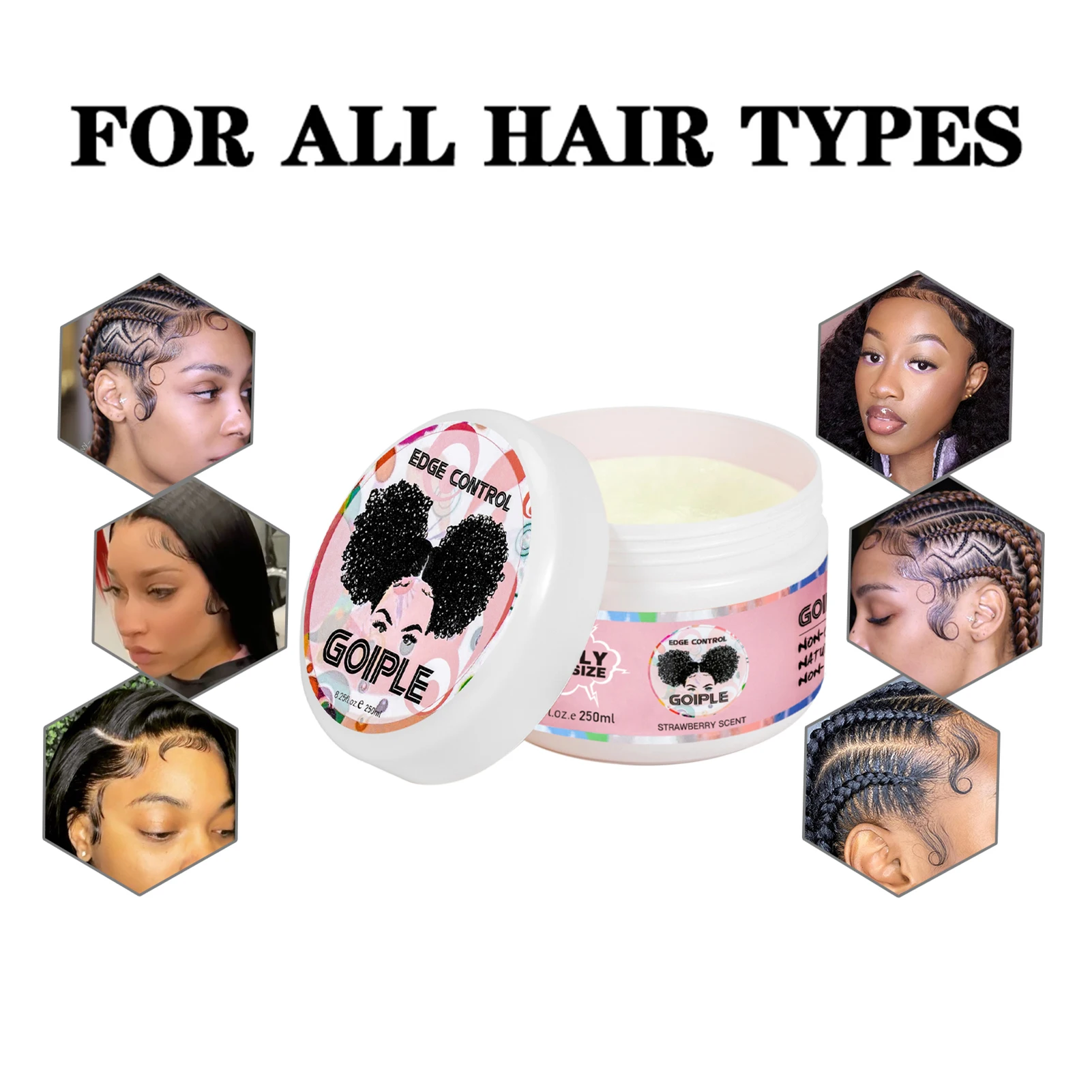 GOIPLE Natural Edge Control Wax Baby 4C Broken Hair Finishing Styling Gel for Lace Wig Black Extra Hold Wax Slick Hair Cream