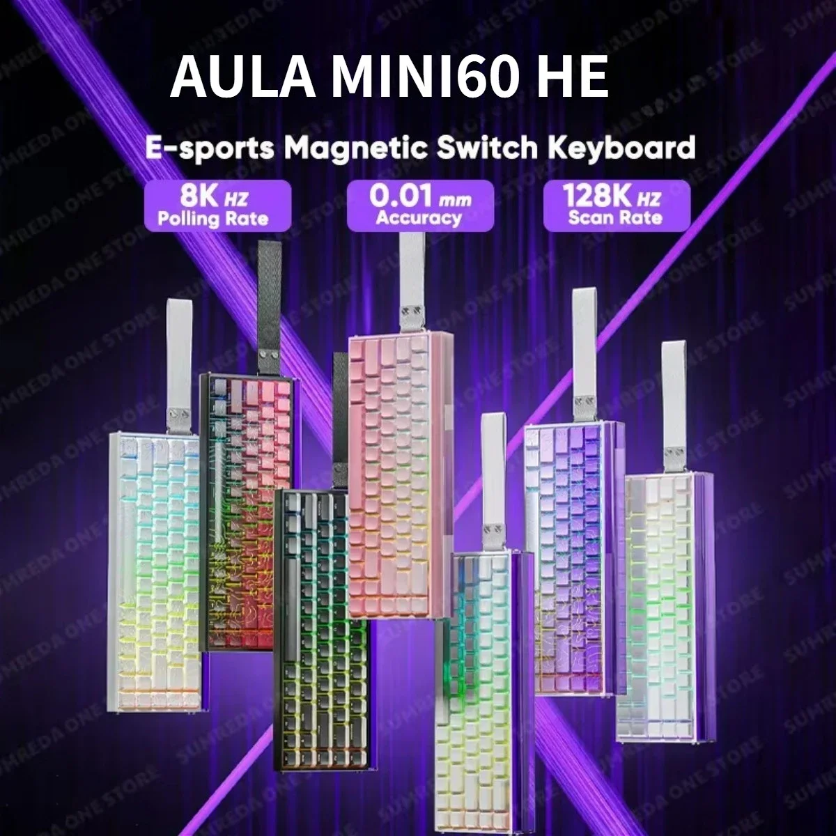 

AULA MINI60 HE Magnetic Switch Wireless Mechanical Keyboard 60% Rapid Trigger 0.01mm 8K Scan Rate Custom Bluetooth Game Keyboard