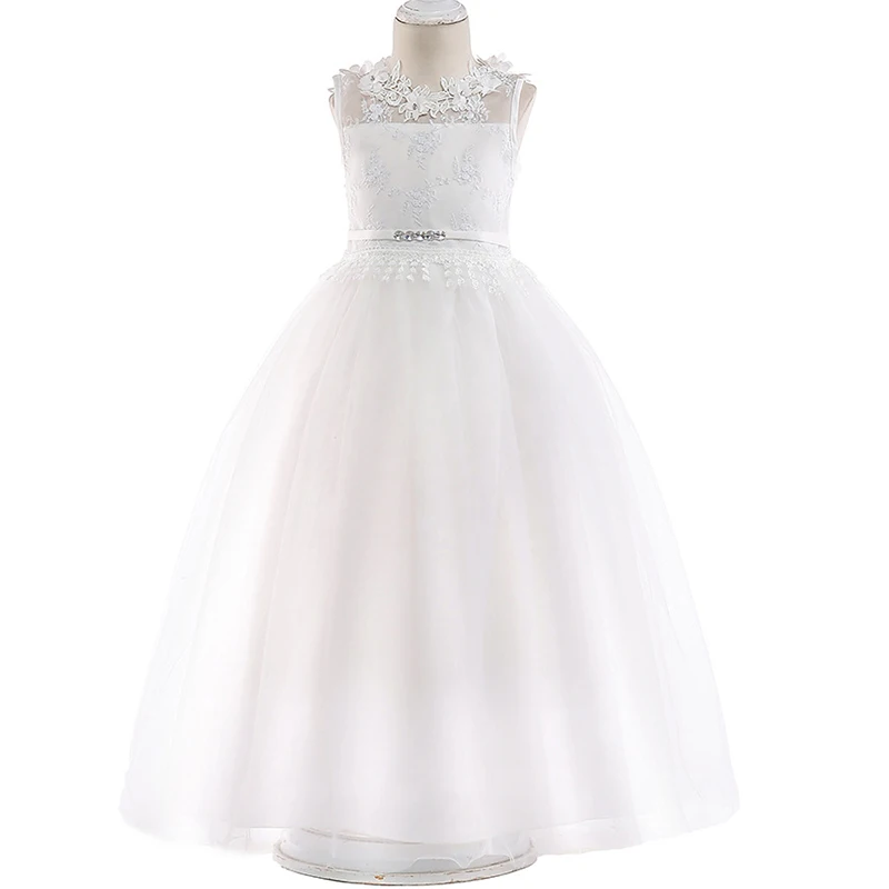 Flower Long White Dress Kids Dresses For Children Princess Dress Girl Party Prepare The Wedding Dress 10 12 13 14 Year Vestidos