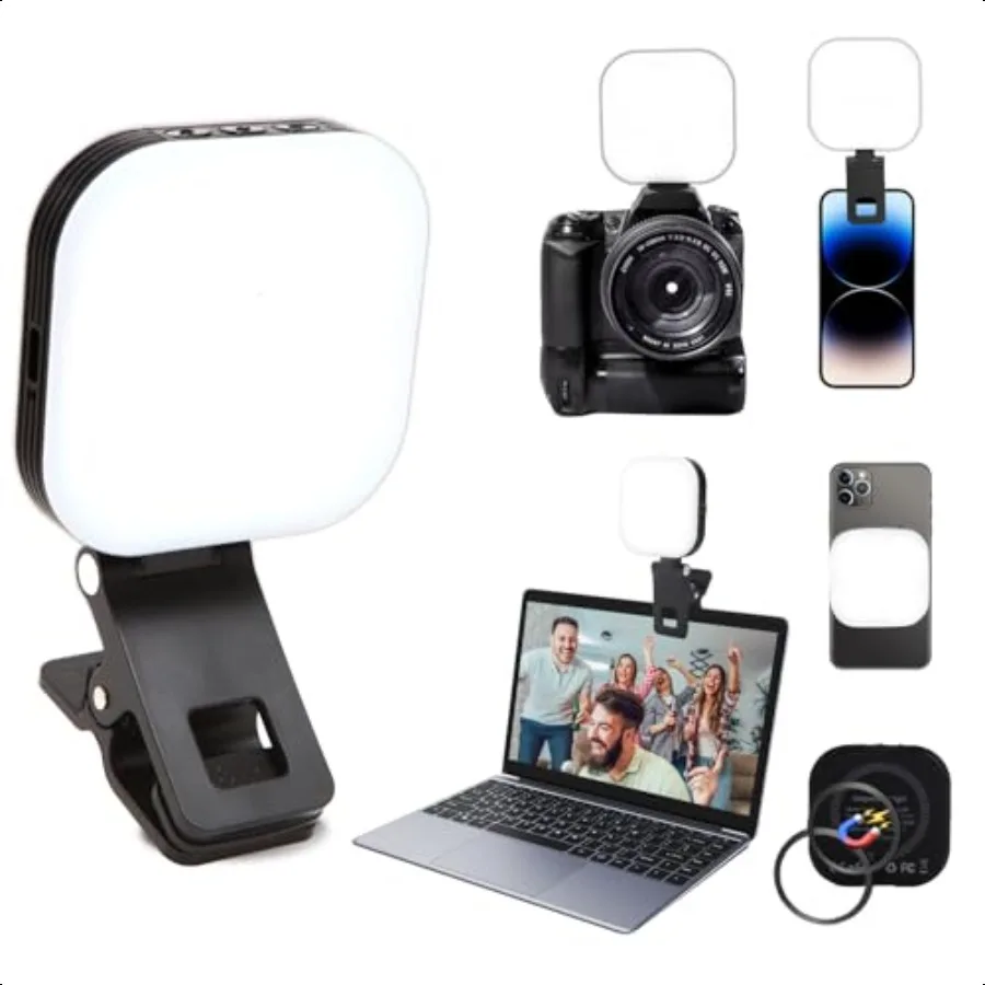 

Magnetic Video Conference Light Rechargeable with Clip Suitable for Phone Tablets Laptops Cameras with 3 Light Modes 5 Brightn