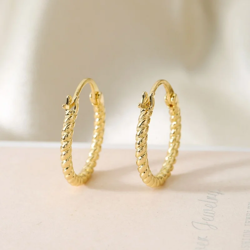 European and American Fashion Fried Dough Twists Ear Ring Temperament Advanced Luxury Circle Retro Versatile Accessories