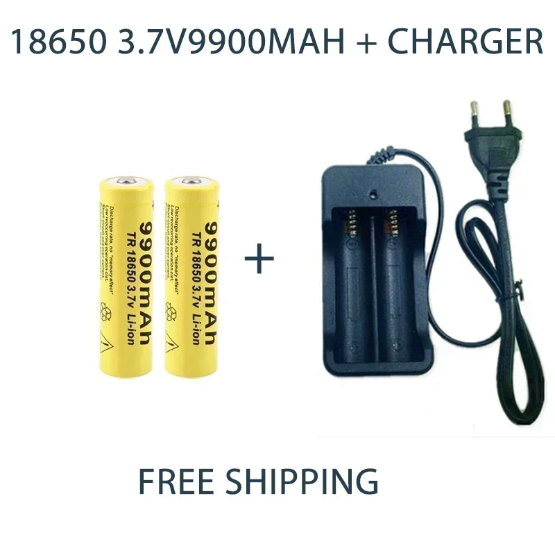 New Fast charging 3.7V 18650 9900mAh rechargeable battery high capacity lithium-ion Battery for flashlight Toy battery+charger