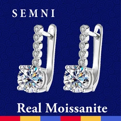 SEMNI 1.0ct 2.0ct Moissanite Diamond U-shaped Hoop Earrings for Women Gold Plated 925 Sterling Silver Birthday Gift