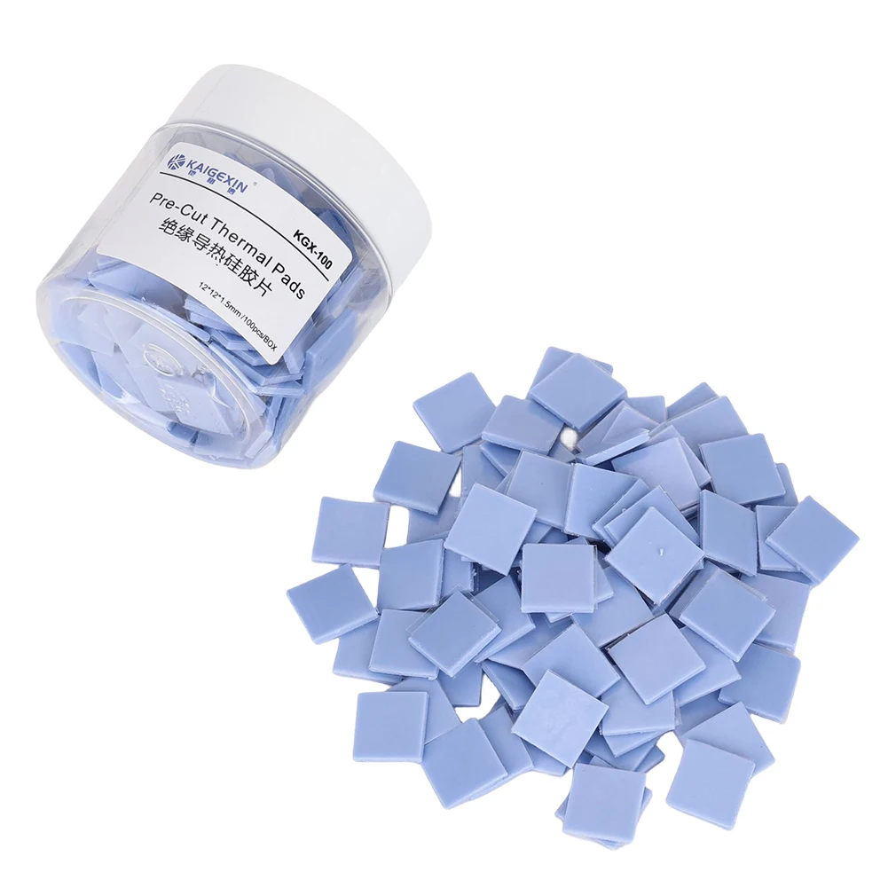 

100 шт. Термостойкие проводящие силиконовые прокладки 12x12x1.5 мм для быстрого отвода тепла при ремонте GPU и CPU