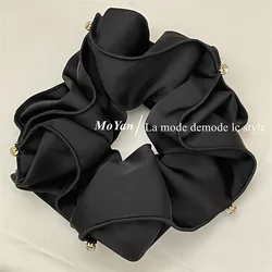 New Fashion Rhinestone Super Large Black Scrunchie for Girls Scrunchies for Long Hair Accessories  Hair Ties Rope Chic Girls