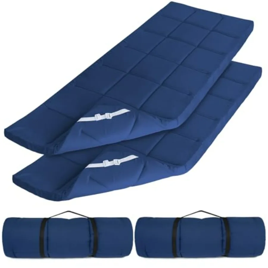 

Camping cot mattress topper, foam quilted pad, navy, improved thickness for soft comfort on camp cots, RV bunks, or narrow twin