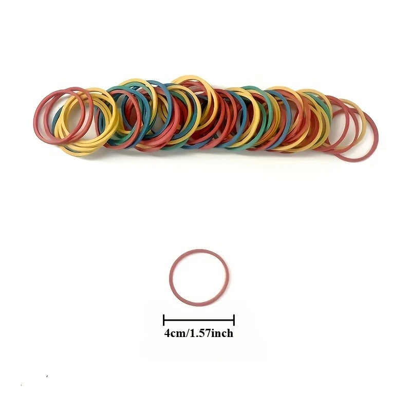 100 sztuk kolorowych małych gumek recepturkowych, elastyczne gumki rozciągliwe, odpowiednie do rachunków, artykułów biurowych, pakowane w mieszane kolory.