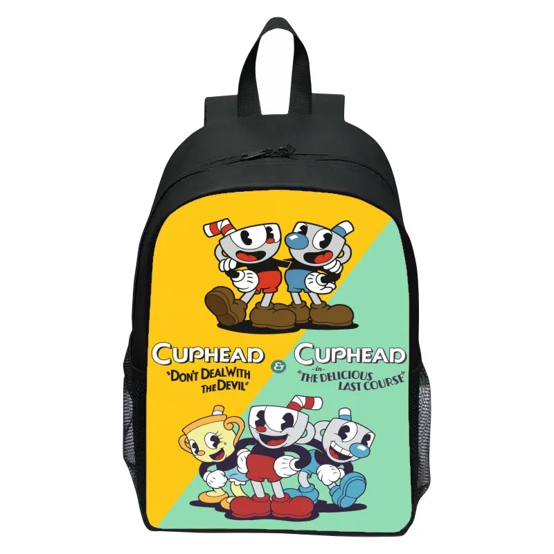 新しいプリントティーカップヘッド Cuphead パターンバックパック漫画 12 年生軽量バックパックワンピースドロップシッピング