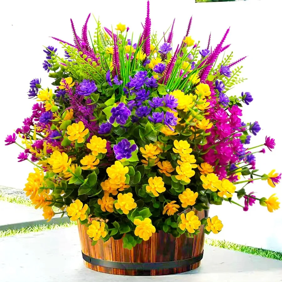 

Artificial Flowers for Outdoors 20 Bundle Artificial Plants Outdoor Fake Flowers UV Resistant Outdoor Fake Plants Plastic Faux