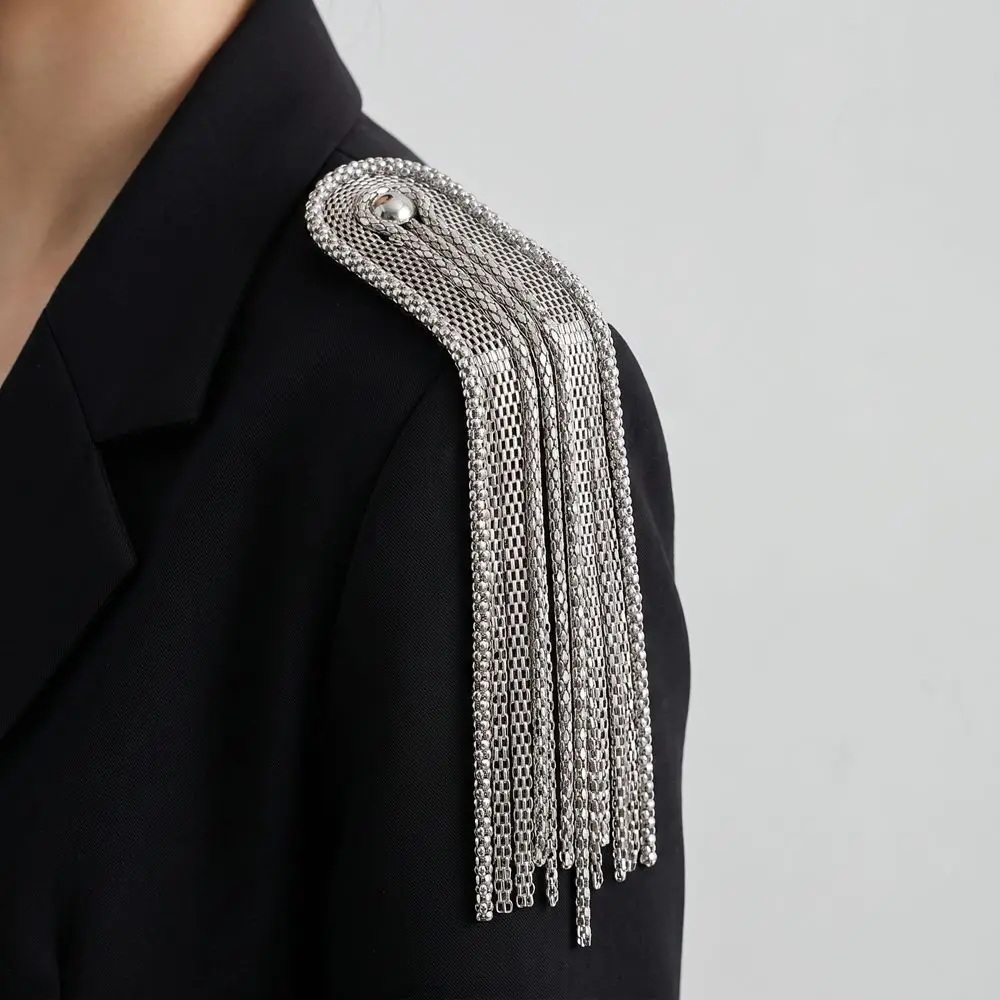 Clothing Accessories Pin Tassel Chain Epaulettes Alloy Detachable Tassel Epaulet Cool Breastpin Gold Brooch Jewelry Party