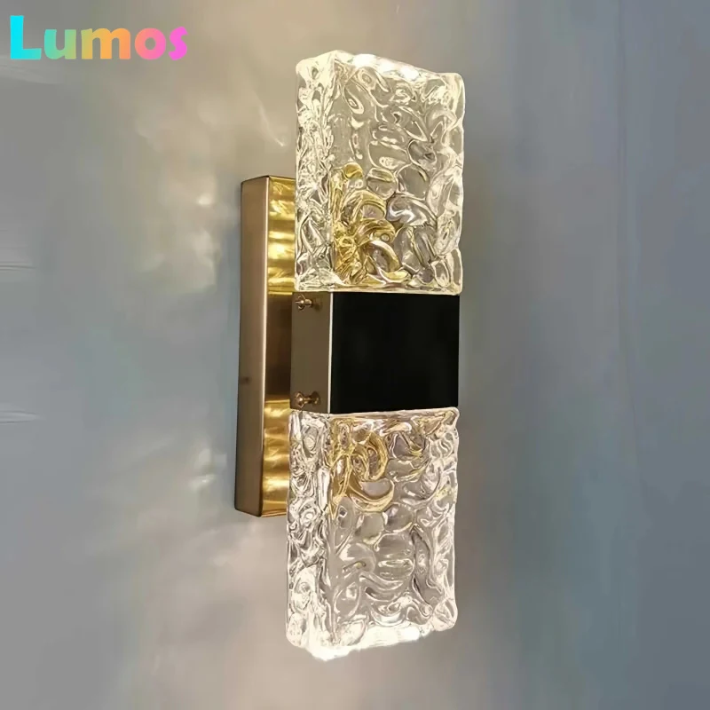 

PF Postmodern Glass Light Luxury Crystal Living Room Background Wall Aisle Staircase Simple Bedroom Bedside Lamp