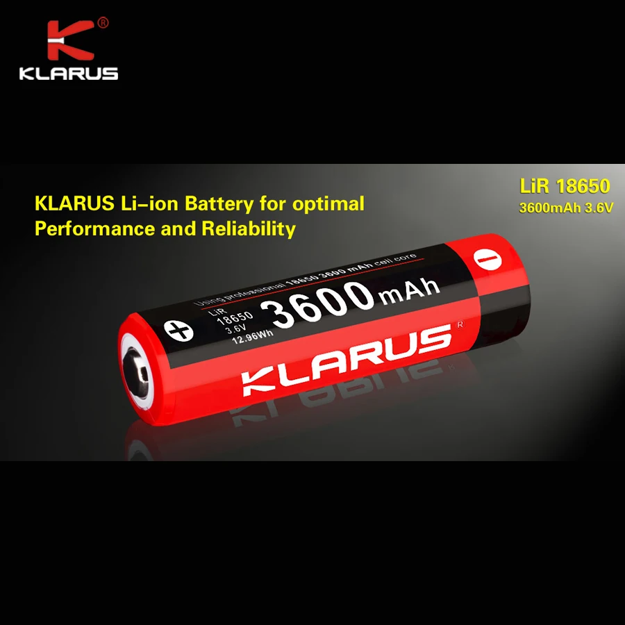 KLARUS High Power Li-ion Rechargeable 18650 Battery 3600mAh for Flashlights & Electronics