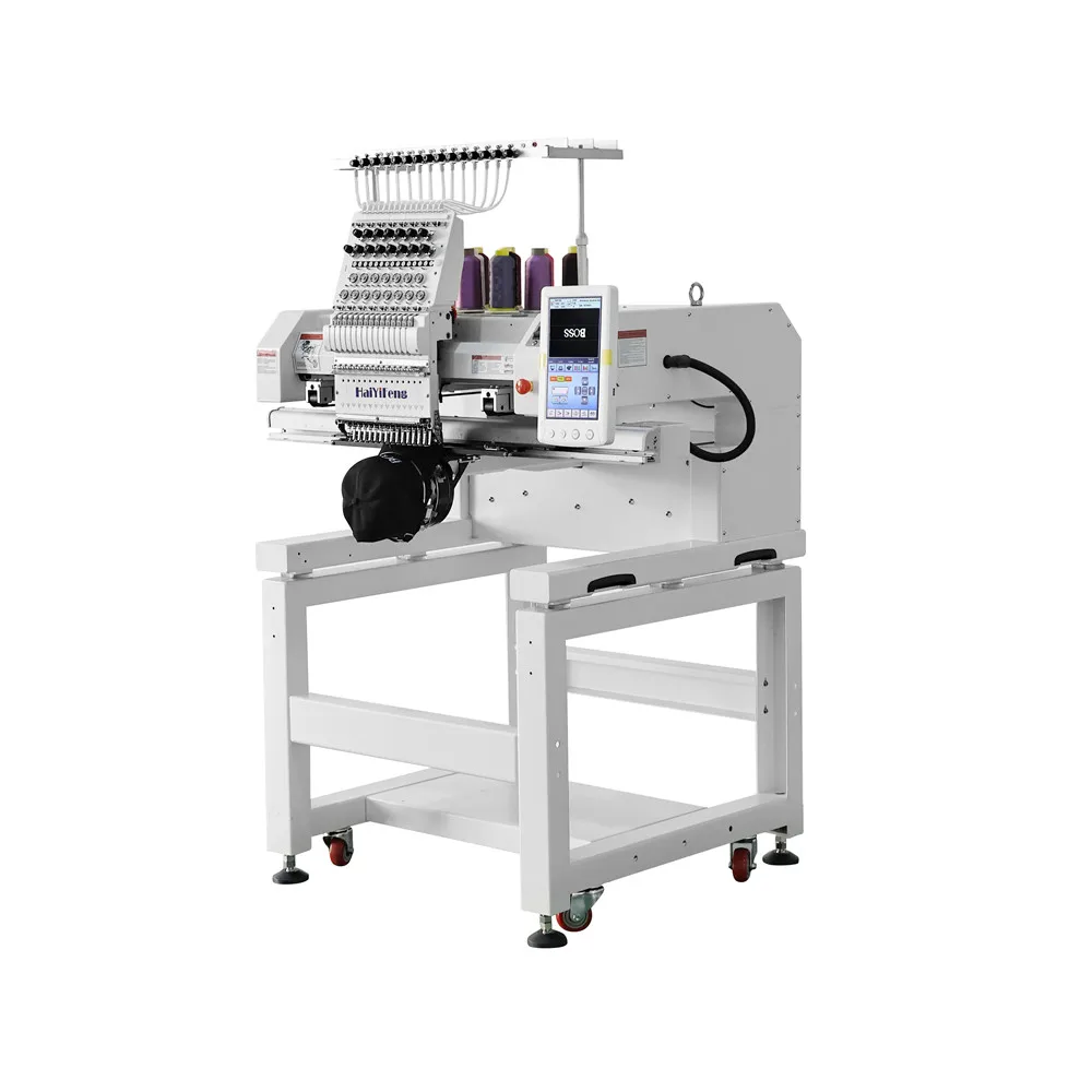 1 ماكينة تطريز الرأس HaiYiFeng مناسبة لقميص شعار القبعة والتطريز المسطح