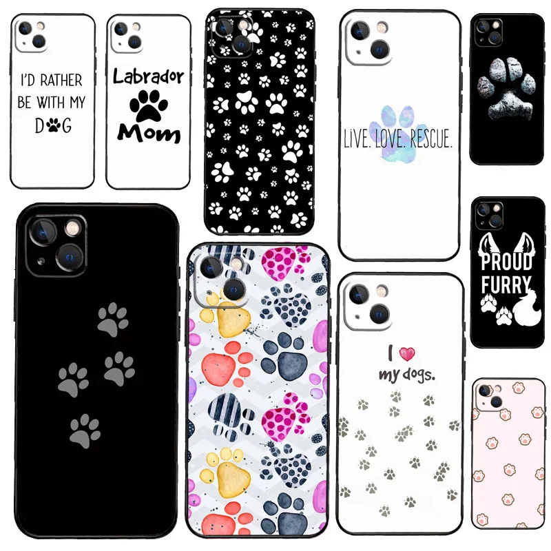 Animal Dog Paw Prints Phone Case For iPhone 13 12 11 14 Pro Max Mini X XR XS Max 6S 7 8 Plus Shockproof Soft Case