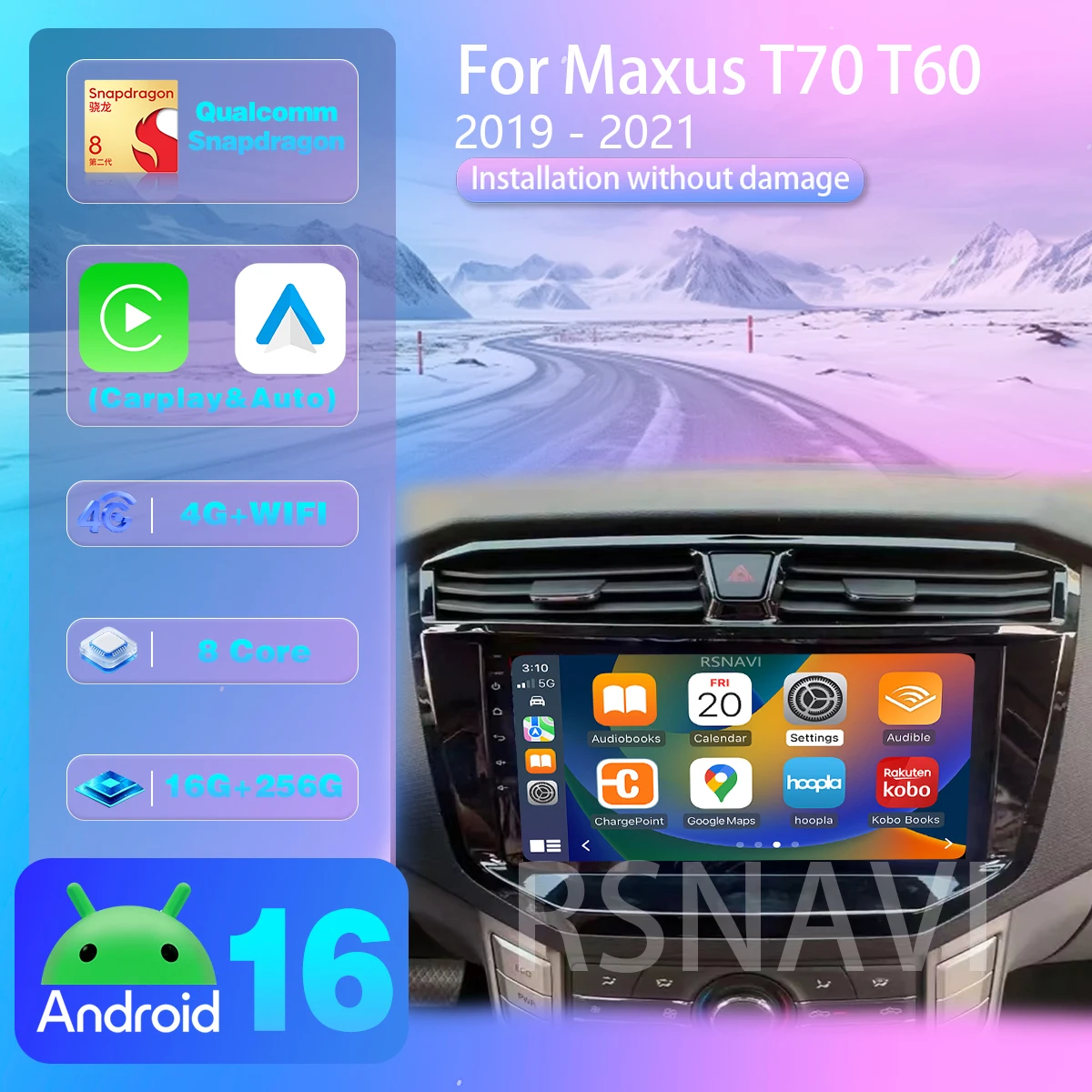 Android 16 Carplay Car Radio For Maxus T70 T60 MG Extender LDV D20 2019-2021 2K Video Player Multimedia app control Wireless