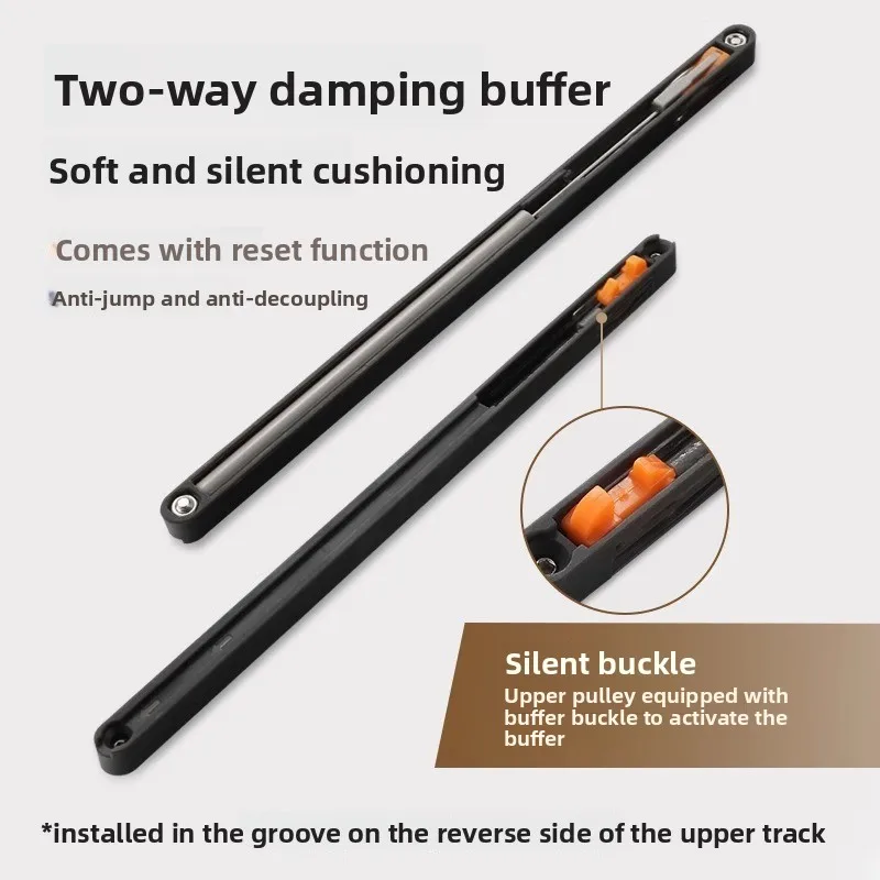 Ghost door hardware accessories, to the top wooden door two-way damping buffer hidden track sliding door crane