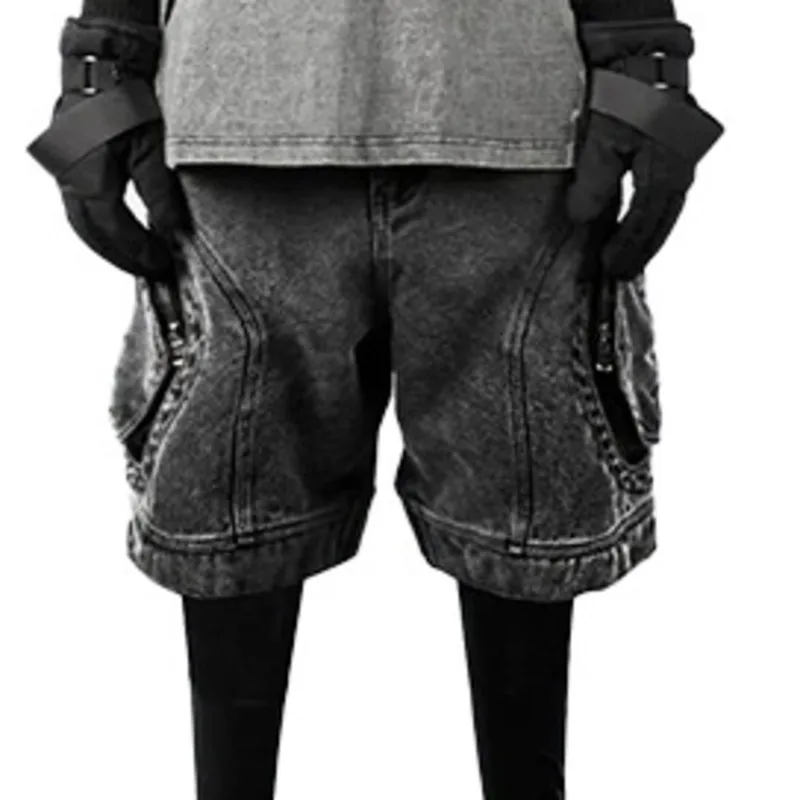 HKSH ربيع جديد الرجال المد Y2K شارع العليا Techwear غسلها سليم البضائع السراويل متعددة جيب سستة الدنيم شيك عارضة السراويل HK6128