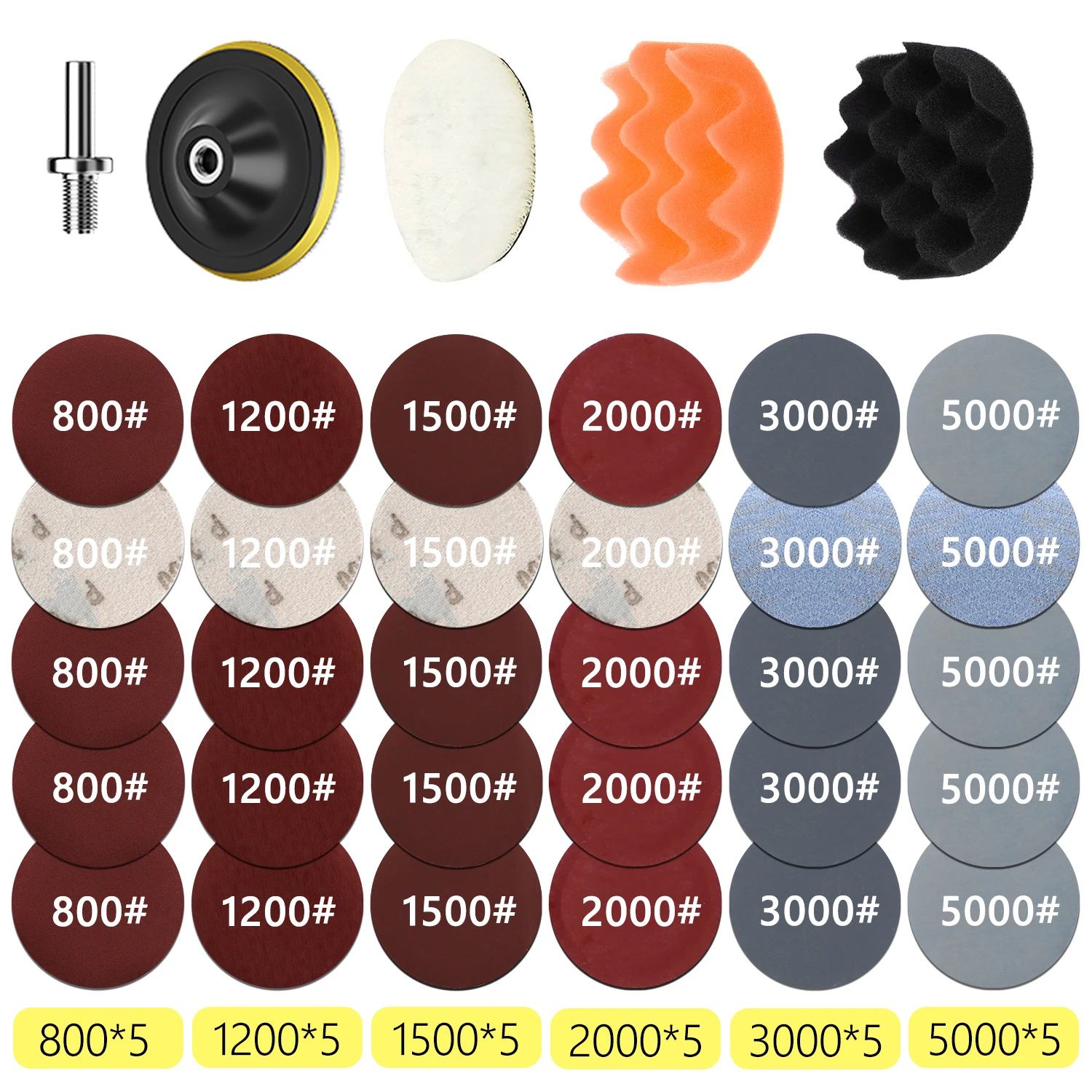 

For Car Detailing Headlight Repair Restoration Kit Car Polishing Disc 3inch 75mm Auto Waxing Sponge Sanding Pad With Sandpaper