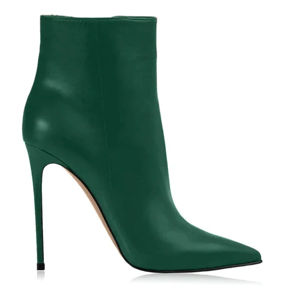 Soft Suede Leather Ankle Boots for Women Stiletto Heel Booties Open Toe Zipped Short Women Elegant Dress Shoes Blue Green Shoes