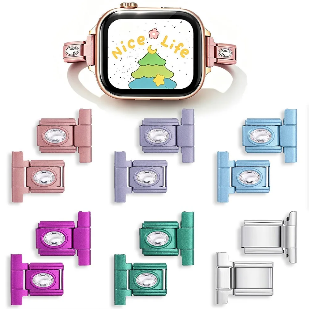 New 7.5/10/12/14mm Watch Strap Connector Matte Zircon Italian Charm Adapter Colorful Stainless Steel DIY Bead Bracelet Jewelry