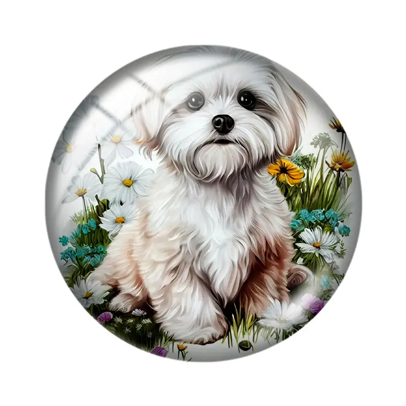 Animal Flower Dog 12/18/20/25mm glass cabochon  bracelet pendant rings for jewelry demo earrings back Making findings image 3