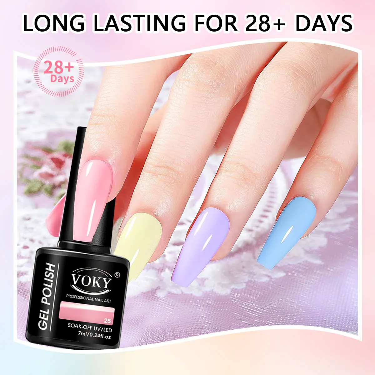 VOKY Ensemble de 6 vernis à ongles - Sans formaldéhyde, adapté à toutes les saisons, idéal pour les soins des ongles et des orteils au niveau salon