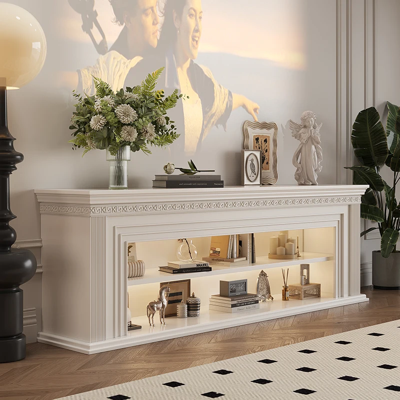 

French Cream Wind Fireplace Decorative Cabinet American Villa Living Room Background Wall TV Cabinet Solid Wood Entrance Cabinet