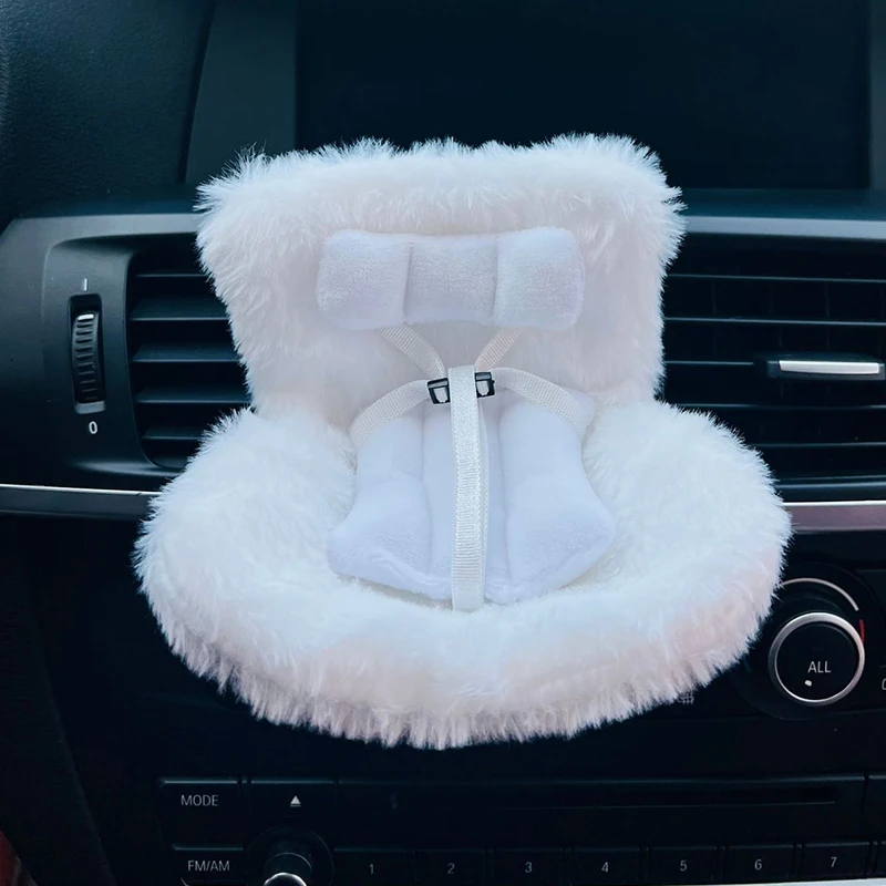 Mini poupée en peluche siège de sécurité Kawaii Labubu poupée siège de sécurité en peluche voiture aromatreatement décoration voiture ornement cadeaux