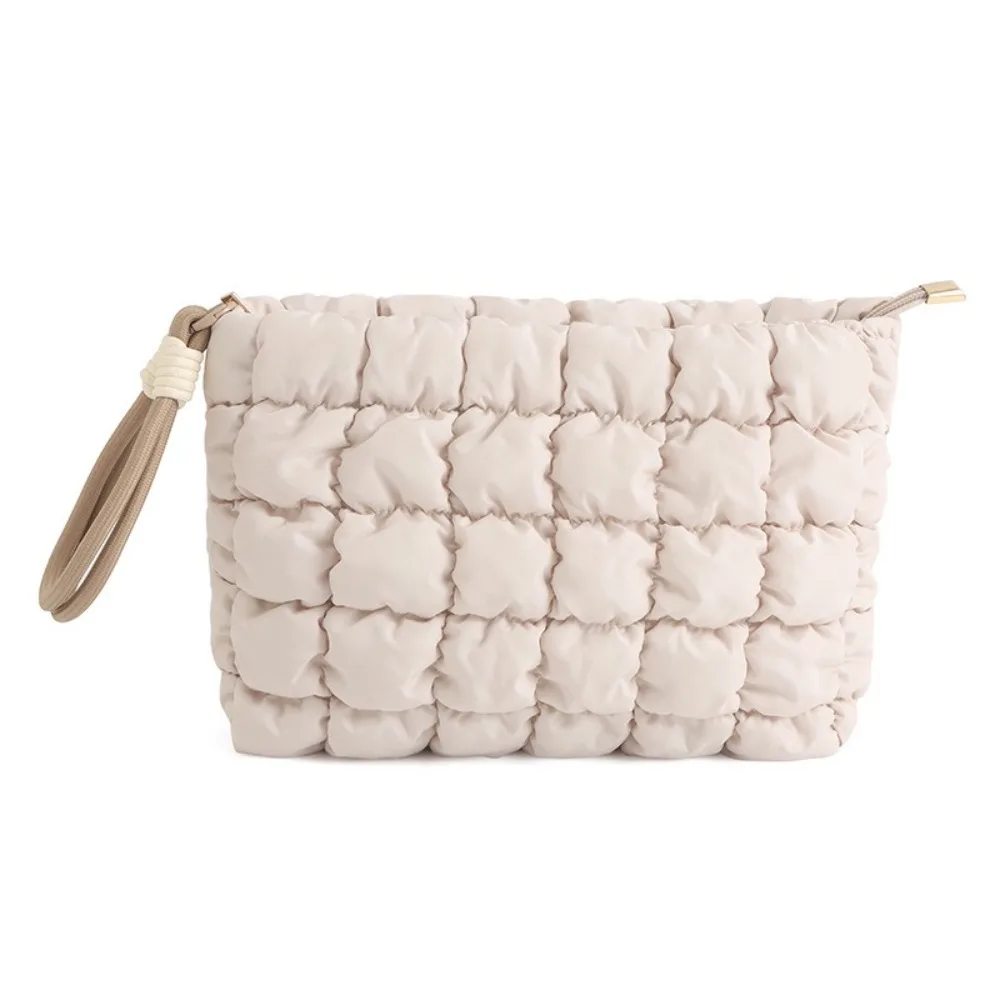 

Sweet Korean Style Puffy Makeup Pouch With Zipper Large Capacity Cloud Handbag Solid Color Soft Cosmetic Bag Women Girls