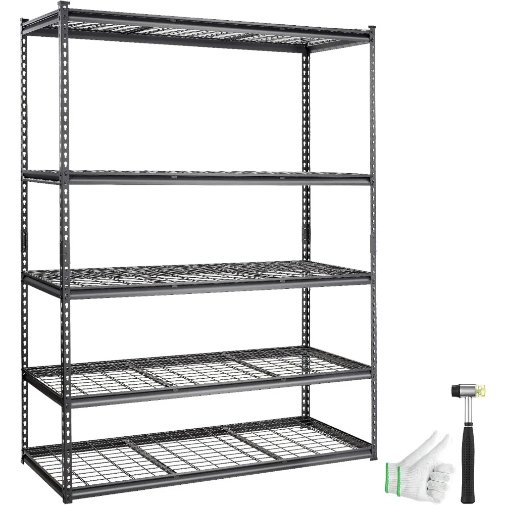 

5-layer adjustable storage rack, 60 inches long x 24 inches wide x 72 inches kitchen pantry bathroom laundry room metal rack