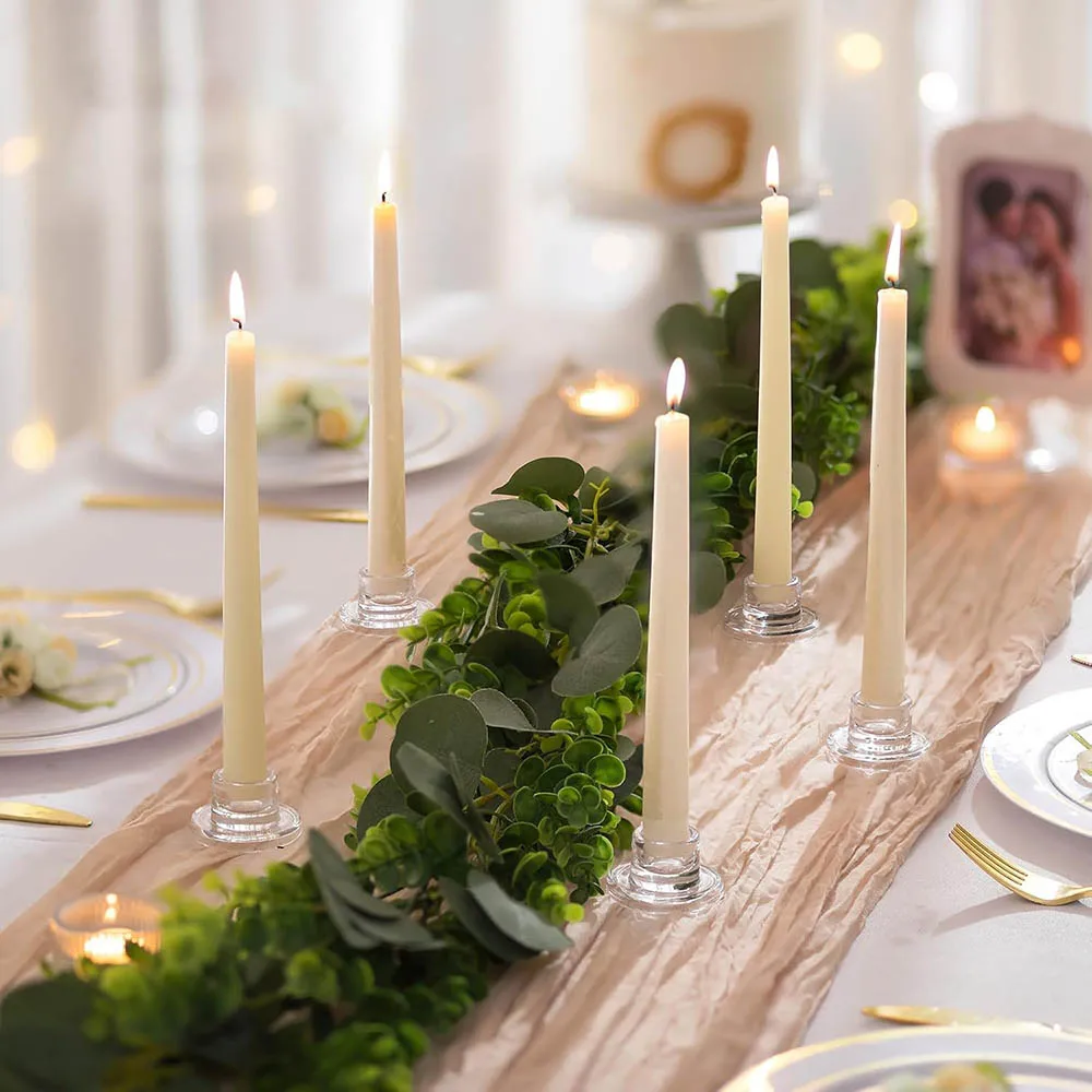 Candlestick Holders Clear Short Tapered Candle Holder for Table Centerpiece Wedding Party Advent Christmas Home Decorations