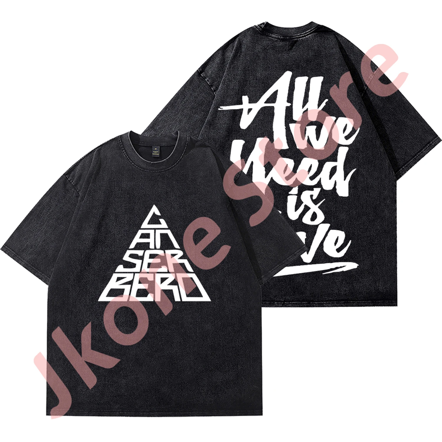 

Canserbero Vintage Wash T-shirts All We Need Is Love Logo Merch Tee Women Men Fashion Streetwear Short Sleeve