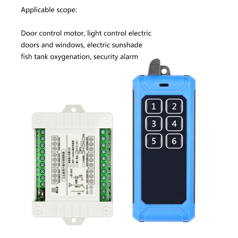

315Mhz 433Mhz RF Remote Control Wireless Switch DC 12V-36V 6CH 6 Way Relay Receiver and 6CH Transmitter for Door Lock F19E