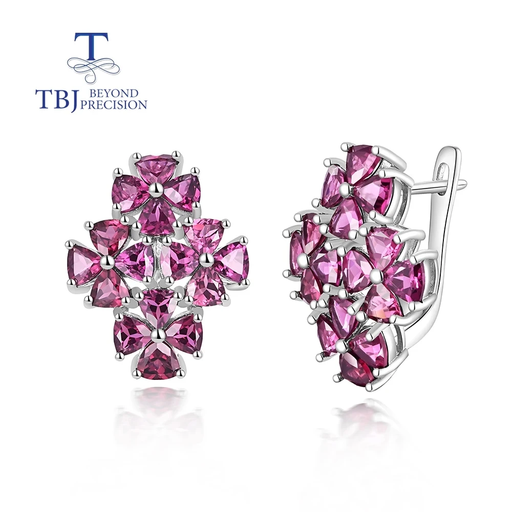 

Fashion design natural Rhodolite garnet earrings for women 925 sterling silver anniversary engagement gift