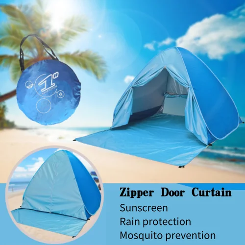 Imagen 2 del producto Tienda de campaña emergente instantánea automática, carpa de playa Potable, impermeable al aire libre, protección UV, carpa de pesca para acampar (con cortina de puerta)