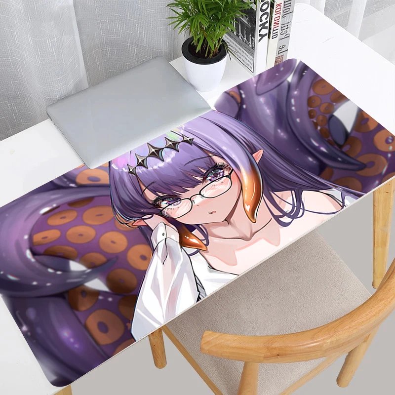 

Mouse Pad PC Anime HD Print Mousepad 900x400 Purple Kawaii Girl Desktop Mouse Mat Laptop Hololive Ninomae Ina Nis Keyboard Pad