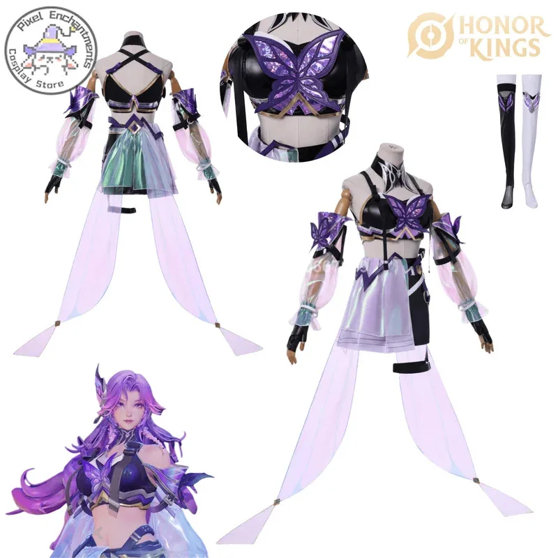 

Игра Honor of Kings Косплей Костюм Аниме A Ke Ролевая Игра Сексуальная Одежда Элемент Бабочки для Женщин Comic Con Парик Для Хэллоуина