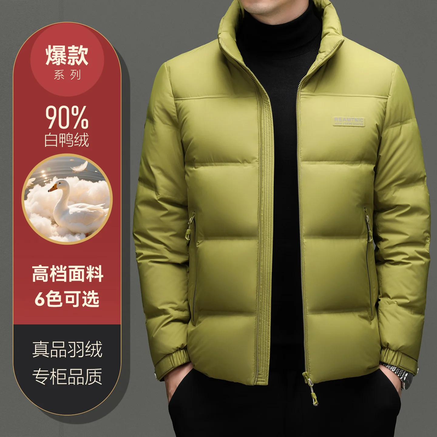 

90% White Duck Down Parka Coat High Quality 2025 Winter Men Classic Stand Collar Warm Zipper Jacket Male Duck Down Puffer Coat
